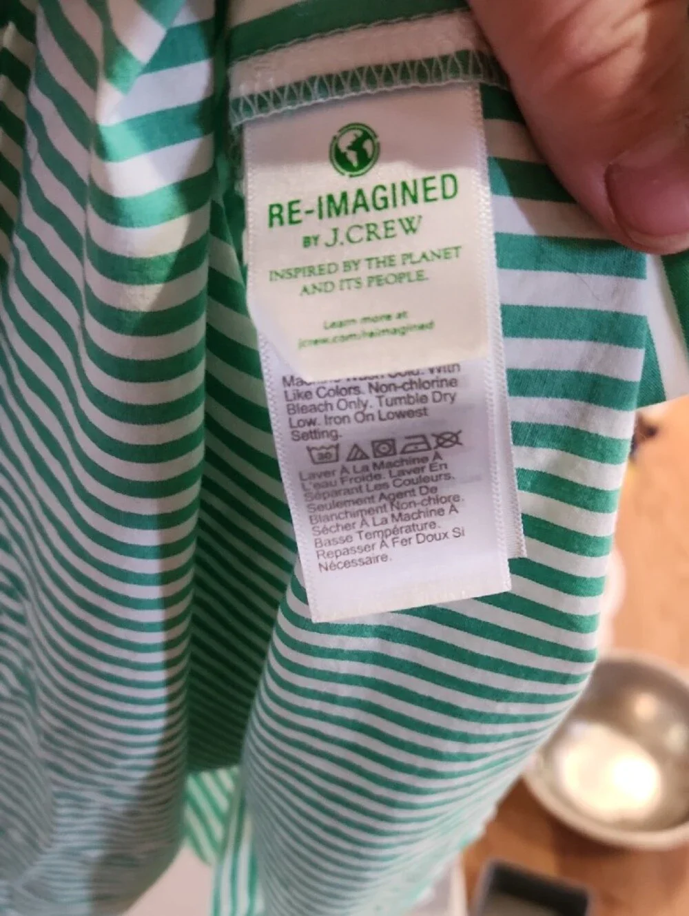 J.Crew Green and White Vertical Stripe Top